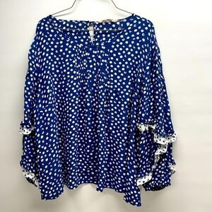 Soft surroundings top ruffle sleeves size XL polka dot
